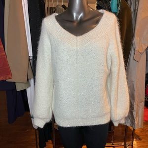 Cream Sweater with Sequin Embellishments